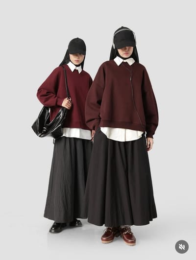 Ensemble moderne 3 pièces jupe+haut manche long +chemise