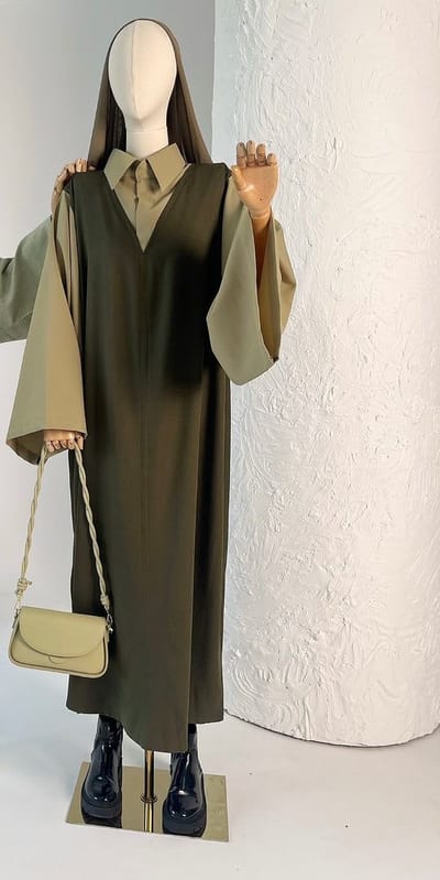 Ensemble moderne 2 piece lin/ chemise+ robe sans manche