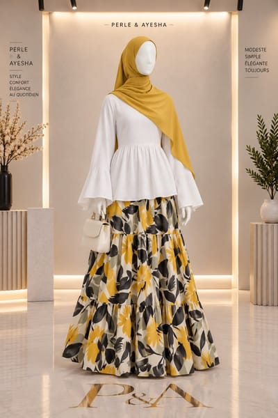 Ensemble haut et jupe fleurette