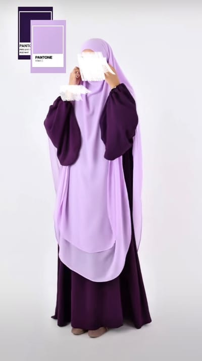 Abaya khimar manche bouffante khimar 2 volants